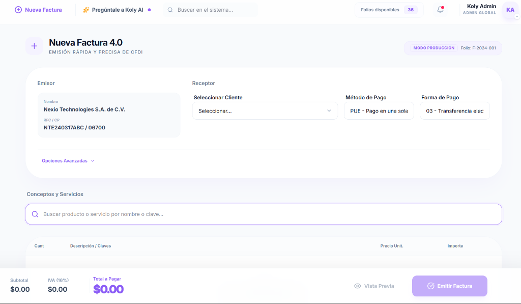 Creación de Factura 4.0